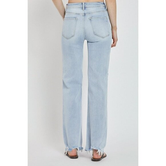 Risen High Rise Light Acid Washed Wide Leg Jeans - Picture 6 of 6
